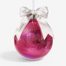 Holiday Bow-Tied Personalized Glitter Ball Ornament  - 54873