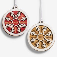 Family Snowflake Personalized 2 Piece Wood Ornament - 54902