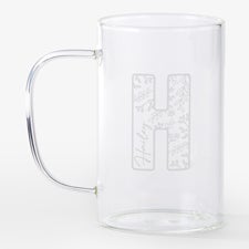 Pattern Initial Engraved 18oz Glass Mug - 54927