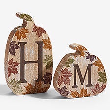 Initial Monogram Personalized Wooden Pumpkin - 54943