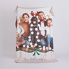Christmas Bow Personalized Photo Blanket  - 54975