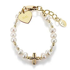 Engraved Childrens First Communion 14K Gold/Sterling Bracelet - 55034