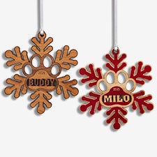 Snowflake Pawprint Personalized Wood Ornament  - 55045