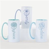 Birth Flower Name Personalized Ceramic Tall Skinny Mug - 55112