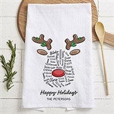 Reindeer Repeating Name Personalized Christmas Tea Towel - 55147