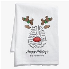 Reindeer Repeating Name Personalized Christmas Tea Towel - 55147