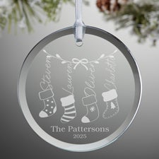Merry Little Stockings Personalized Glass Ornament - 55150