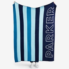 Side Stripe Personalized 50x60 Knit Blanket  - 55168D