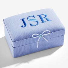 Personalized Micro Striped Cotton Keepsake Box - 55223D
