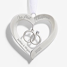 Personalized Wedding Ornaments - Heart with Rings - 55239