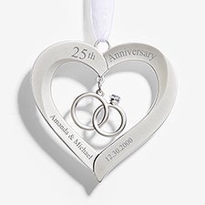 Anniversary Personalized Wedding Rings Heart Christmas Ornament  - 55240