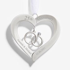 Anniversary Personalized Wedding Rings Heart Christmas Ornament  - 55240