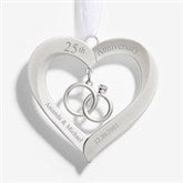 Anniversary Personalized Wedding Rings Heart Christmas Ornament  - 55240