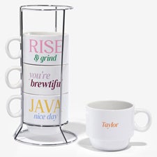 Espresso Puns Personalized 6oz Stackable Mug Set of 4 - 55299