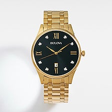 Engraved Bulova Golden Steel and Diamond Watch - 55477