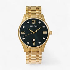 Engraved Bulova Golden Steel and Diamond Watch - 55477