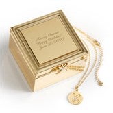 Engraved 14K Gold/Sterling Initial Disc Necklace  Jewelry Box Set - 55507