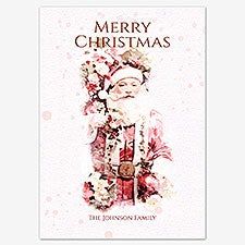 Watercolor Santa Personalized Holiday Card - 55604D