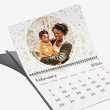 Watercolor Flowers Photo Personalized Wall Calendar - 55631D