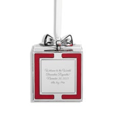 Engraved 3D Present Ornament with Bow in Red - 55896