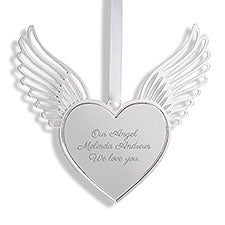 Engraved Heart with Wings Ornament - 55909