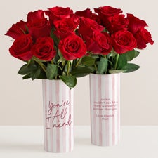 Lucky With You Personalized White Flower Vase  - 56135