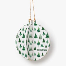 Holiday Pattern Personalized 3D Wood Ornament  - 56172
