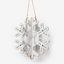 Snow Flurry Names Personalized 3D Wood Snowflake  - 56175