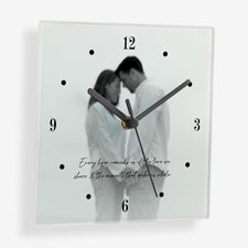 Photo  Text Personalized Square Glass Clock  - 56177