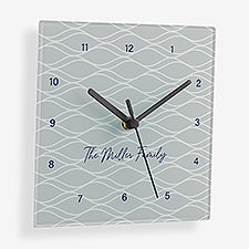 Signature Pattern Personalized Square Glass Wall Clock - 56181
