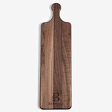 Floral Initial Engraved Walnut Paddle Serving Board  - 56233