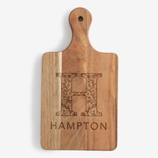 Floral Initial Personalized Acacia Small Handle Paddle Board  - 56250