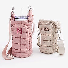 Embroidered Monogram Quilted Tumbler Carrier Bag  - 56345