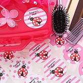 Girls Personalized Ladybug Name Stickers - 5638