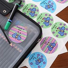 Girls Personalized Butterfly Name Label Stickers - 5639