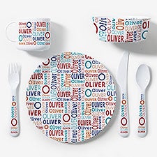 Repeating Name Personalized Kids Dinnerware Set - 56402