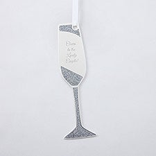 Engraved Silver Sparkling Champagne Flute Metal Ornament  - 56450