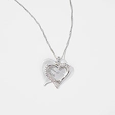Engraved Silver Brushed Heart Swing Necklace - 56458