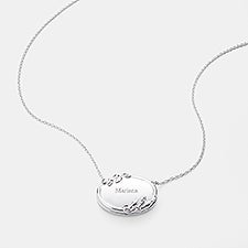 Engraved Floral Oval Sliding Locket - 56466