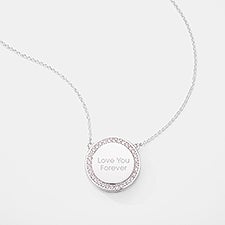 Engraved Silver Pave Round Sliding Locket - 56467