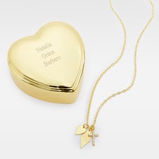 Engraved Heart Box and Multi Charm Necklace Set - 56469