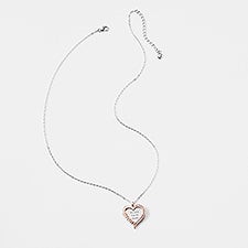 Engraved Sterling Silver/Rose Gold Mom Heart Swing Necklace - 56473