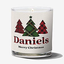 Plaid Christmas Tree Personalized 8oz Glass Candle  - 56734