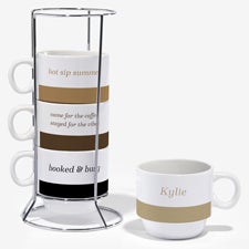 Write Your Own Personalized 6oz Stackable Mug Set of 4  - 56829