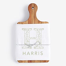 Floral Initial Personalized Tea Towel and Paddle Board Gift Set - 56842