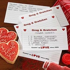 Printed Recipe Cards - Cookin Up Love Hearts Design - 5688
