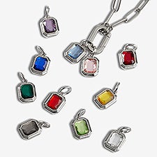 Silver Birthstone Rectangle Charms  - 56933