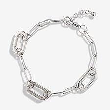 Silver Paperclip Chain Charm Clasp Bracelet  - 56936