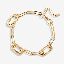 Gold Paperclip Chain Charm Clasp Bracelet - 56937