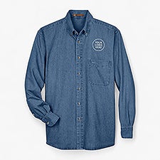 Custom Mens Harriton Denim Button Down Shirt - Dark Denim - 57002